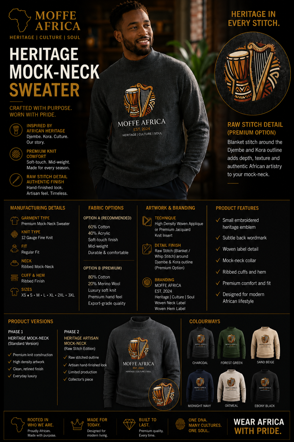 MOFFE AFRICA Heritage Mock-Neck Sweater